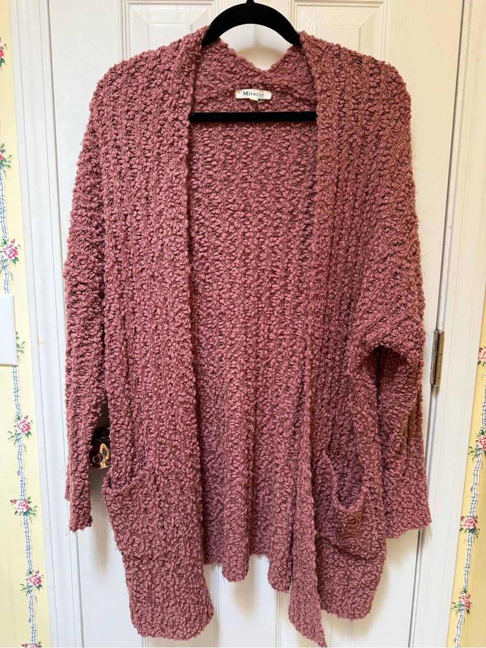 Miracle Mauve Chunky Popcorn Open Cardigan